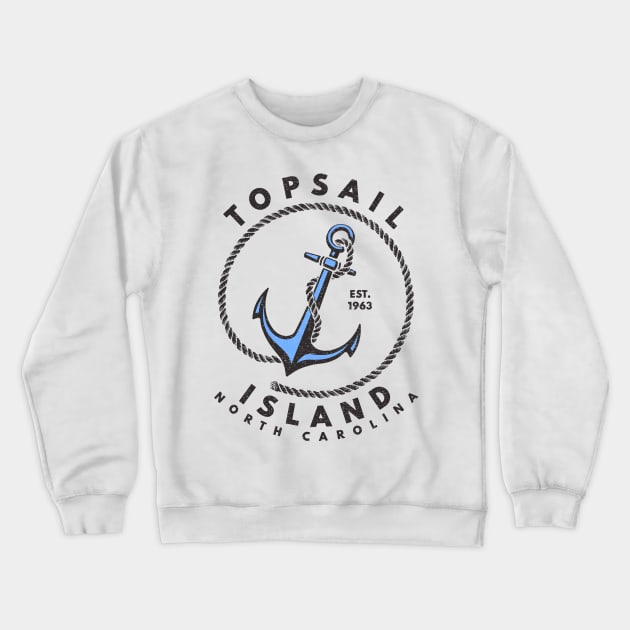 Vintage Anchor and Rope for Traveling to Topsail Island, North Carolina Crewneck Sweatshirt by Contentarama